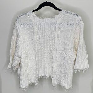Frayed White Sweater